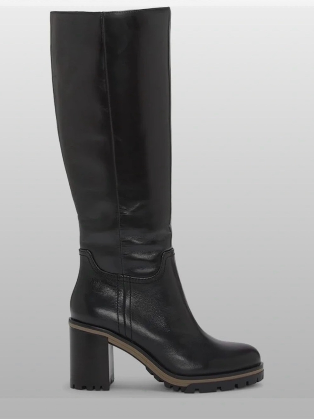 Vince Camuto Dentelia Classic Black Leather Knee High Boot Size 7 Like New